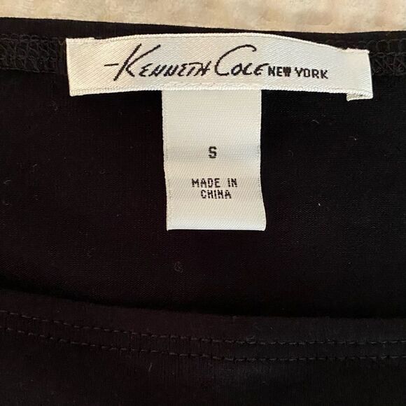 Kenneth Cole Black Long Ruched Top with Gold Beads - Picture 2 of 5